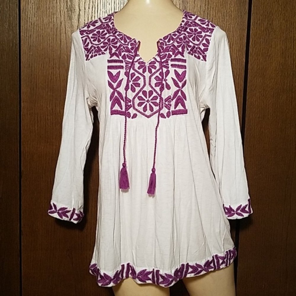 LUCKY BRAND EMBROIDERED TUNIC SZ MEDIUM